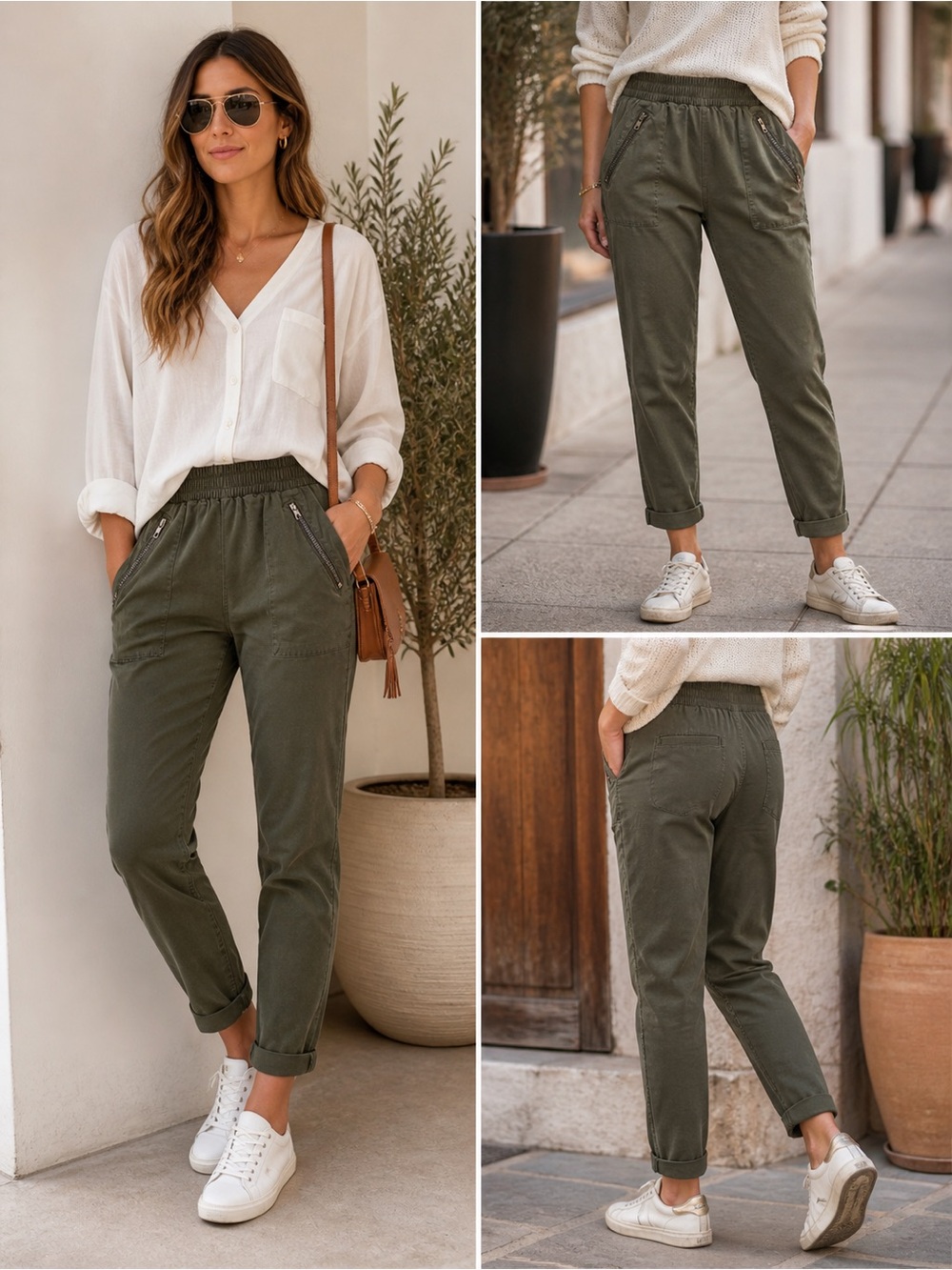 Juicy Couture Olive Green Pull-On Pants Size Small